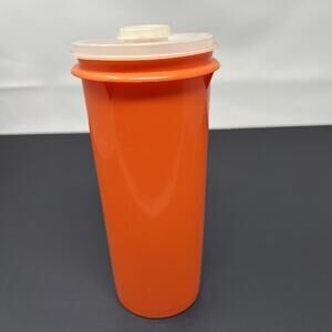 Vintage Tupperware Cup 262-w/ Flip Top Lid 603 Travel  Tall Orange Preowned